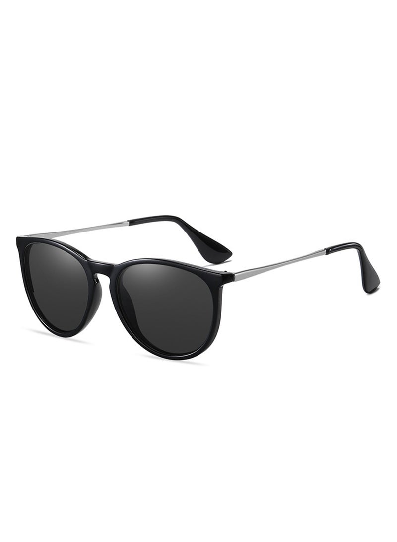 Youque Polarized UV400 Protection Trendy Vintage Retro Round Black Lens Sunglasses For Men and Women - Image 1