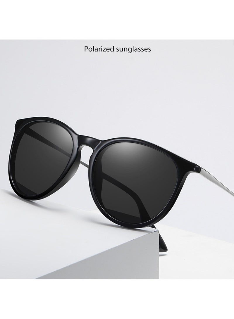 Youque Polarized UV400 Protection Trendy Vintage Retro Round Black Lens Sunglasses For Men and Women - Image 3