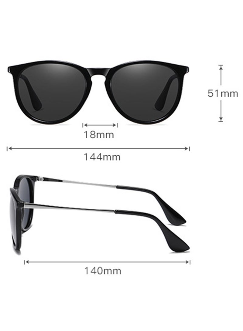 Youque Polarized UV400 Protection Trendy Vintage Retro Round Black Lens Sunglasses For Men and Women - Image 4