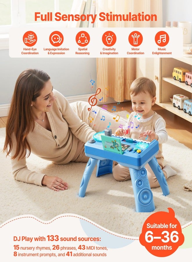VEVOR Baby DJ Playset for Toddlers 1-3, Educational Musical Table Toys with 133 Sound Sources, Recording and LED DJ Turntable, Baby Activity Table for Birthday, Gift for Kids Aged 6+ Months - Image 2