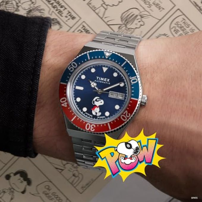 TIMEX Men'S M79 Automatic Peanuts Masked Marvel 40Mm Watch Stainless Steel Bracelet Blue Dial Stainless Steel Case - Image 2