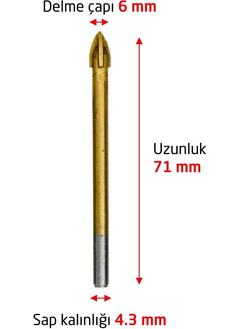 TiTi 6172 Arrow Type 4 Diamond Glass Tile Drilling Bit 6 mm  - Image 4