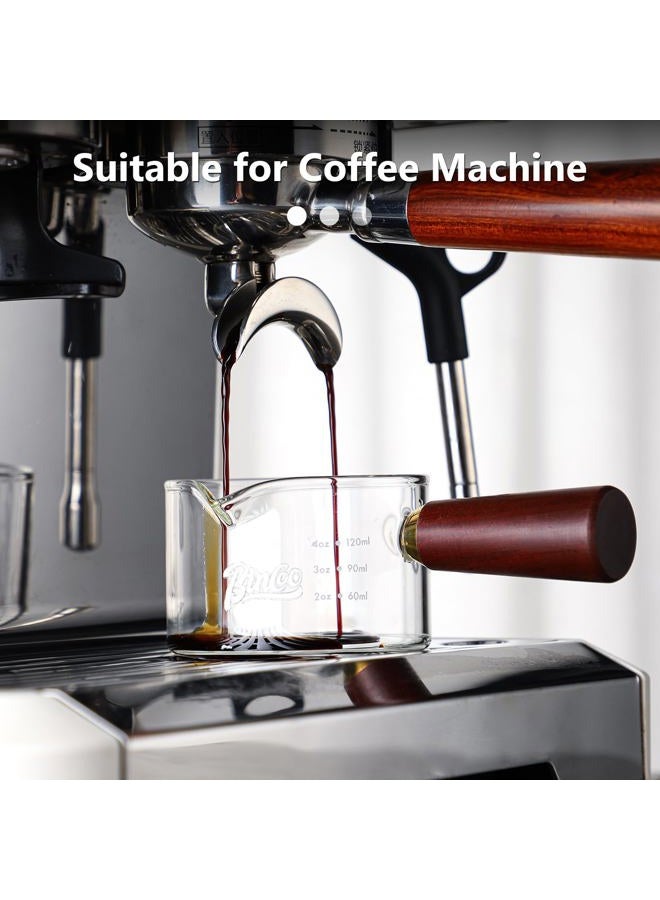 Bincoo Espresso Shot Glasses with Wood Handle, 120ml Glass Coffee Bean Dosing Cup with Single Spout,Clear Espresso Measuring Cup Glass for Barista Coffee Measure - Image 3