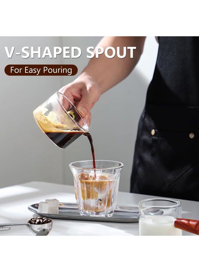 Bincoo Espresso Shot Glasses with Wood Handle, 120ml Glass Coffee Bean Dosing Cup with Single Spout,Clear Espresso Measuring Cup Glass for Barista Coffee Measure - Image 4