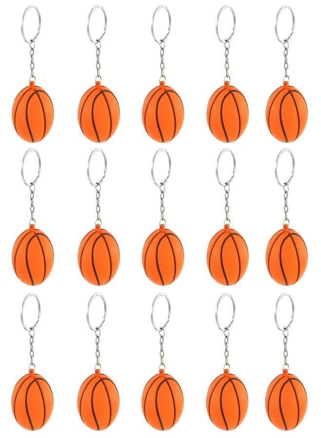 iMagitek 15 Pack Orange Basketball Keychains for Kids Party Favors Supplies, School Carnival Prizes, Party Bag Gift Fillers, Basketball Stress Relieve Ball - Image 1