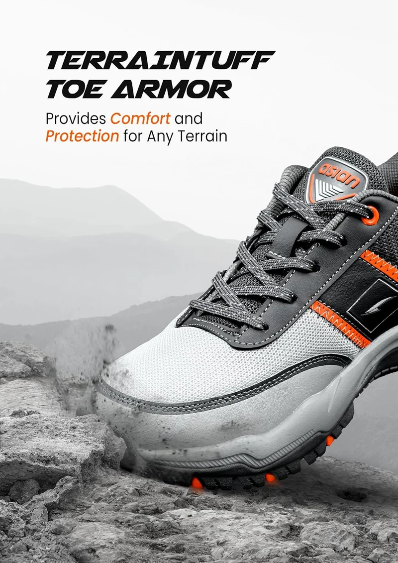 Asian Grey Orange Sports Shoes for Men and Boys