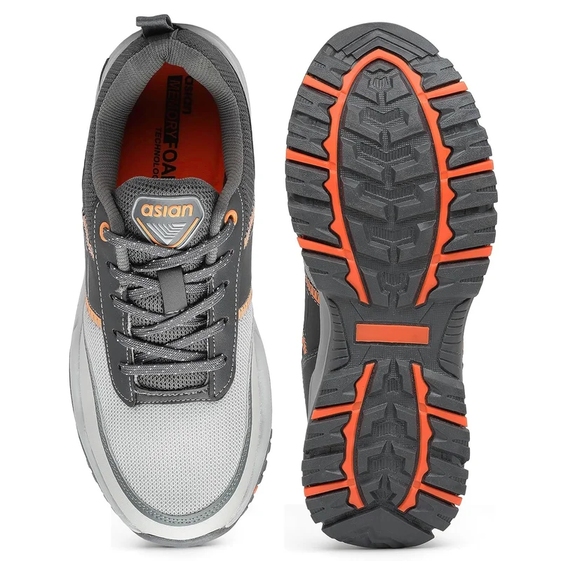 Asian Grey Orange Sports Shoes for Men and Boys