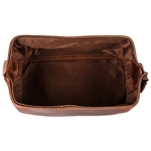 HLC Leather Toiletry Bag for Men - Premium Genuine Leather Dopp Kit Shaving Kit Organizer Travel Kit Pouch Bag - Large Size - Rustic Brown - Image 4