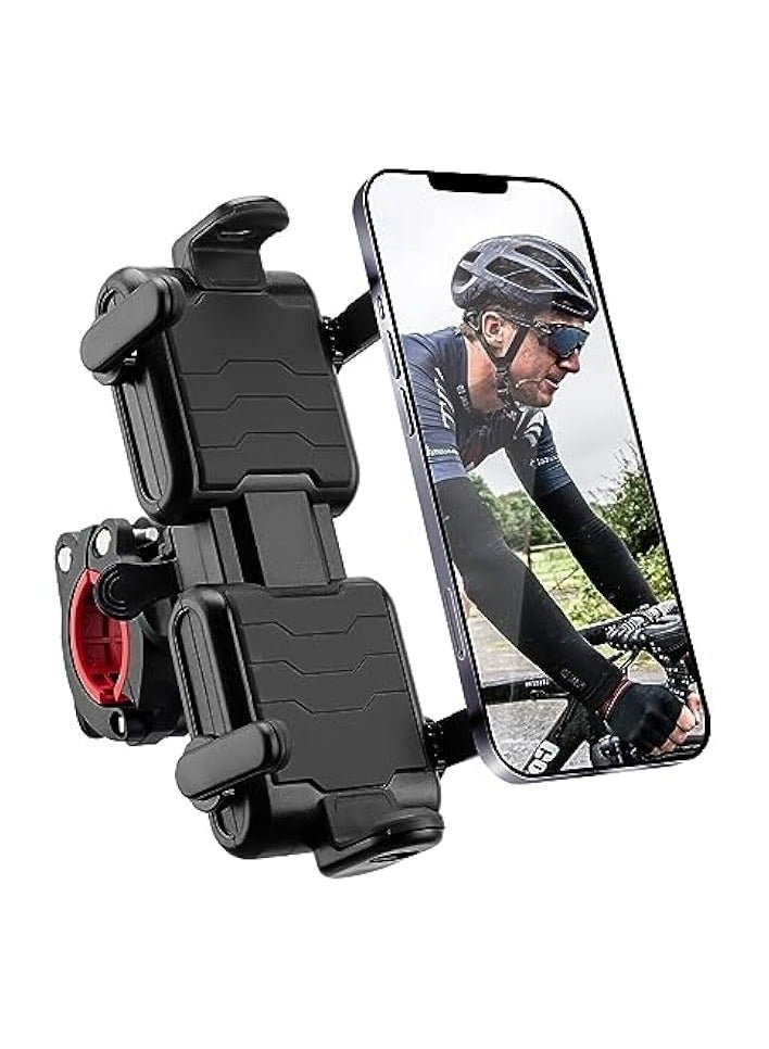 erorex Bike Phone Mount Holder Motorcycle Phone Mount for Handlebar Accessories Compatible with iPhone 13 13 Pro Max 11, Galaxy and Other 4.1-6.8 Inches Cellphones (Black) - Image 1