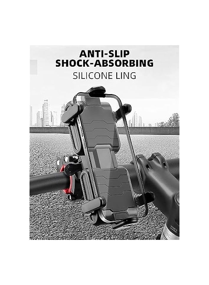 erorex Bike Phone Mount Holder Motorcycle Phone Mount for Handlebar Accessories Compatible with iPhone 13 13 Pro Max 11, Galaxy and Other 4.1-6.8 Inches Cellphones (Black) - Image 4