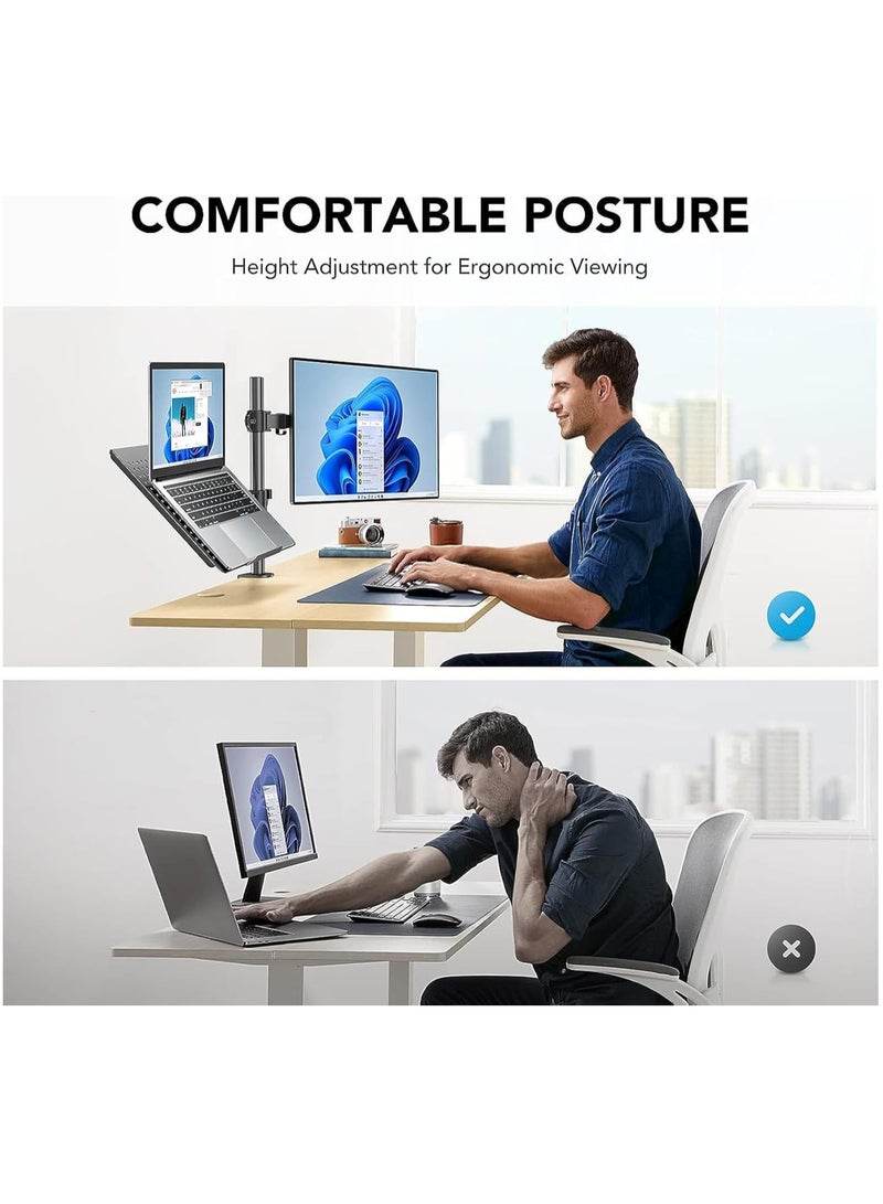 Dual Monitor Stand, Fully Adjustable 15" to 30" for Computer and Laptop Screens, Steel Monitor Stand with Grommet Option, Fits Laptops up to 17", Max 22lbs Each - Image 2