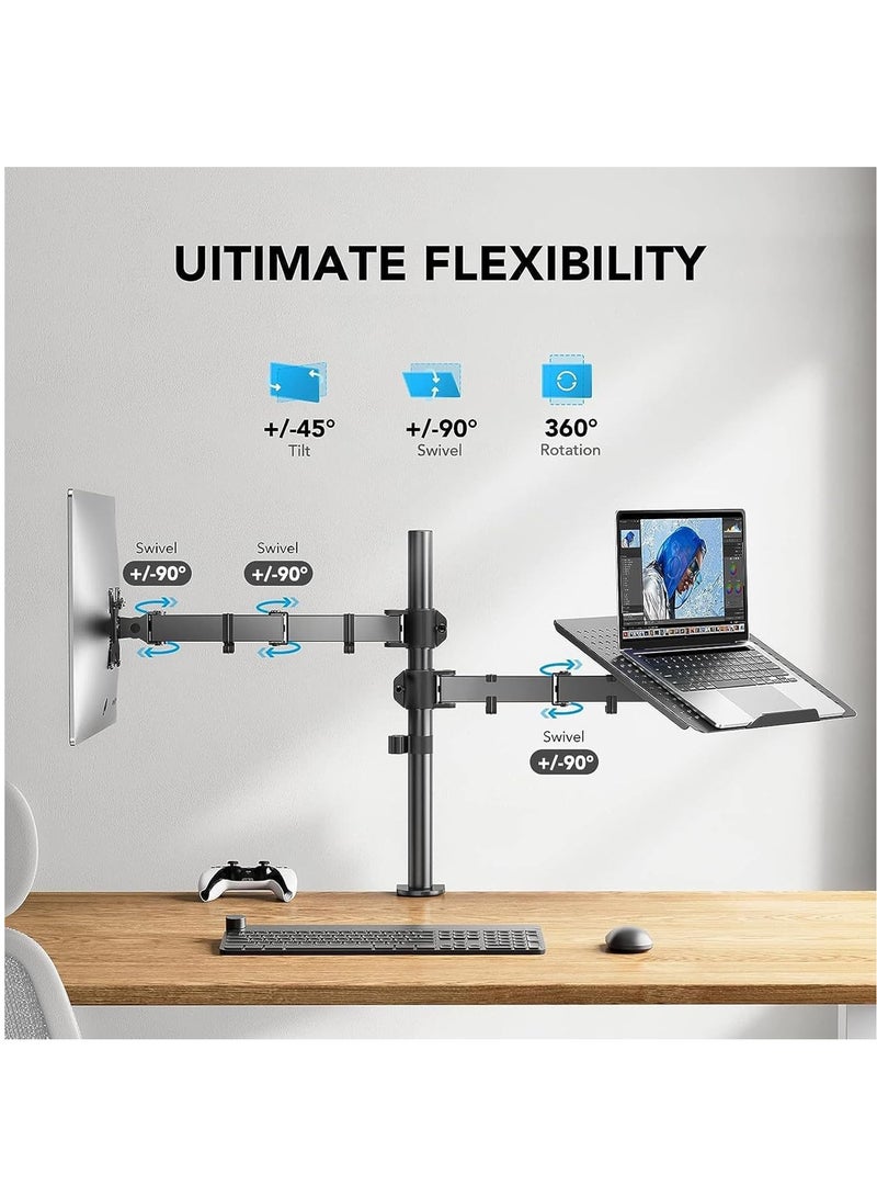 Dual Monitor Stand, Fully Adjustable 15" to 30" for Computer and Laptop Screens, Steel Monitor Stand with Grommet Option, Fits Laptops up to 17", Max 22lbs Each - Image 3