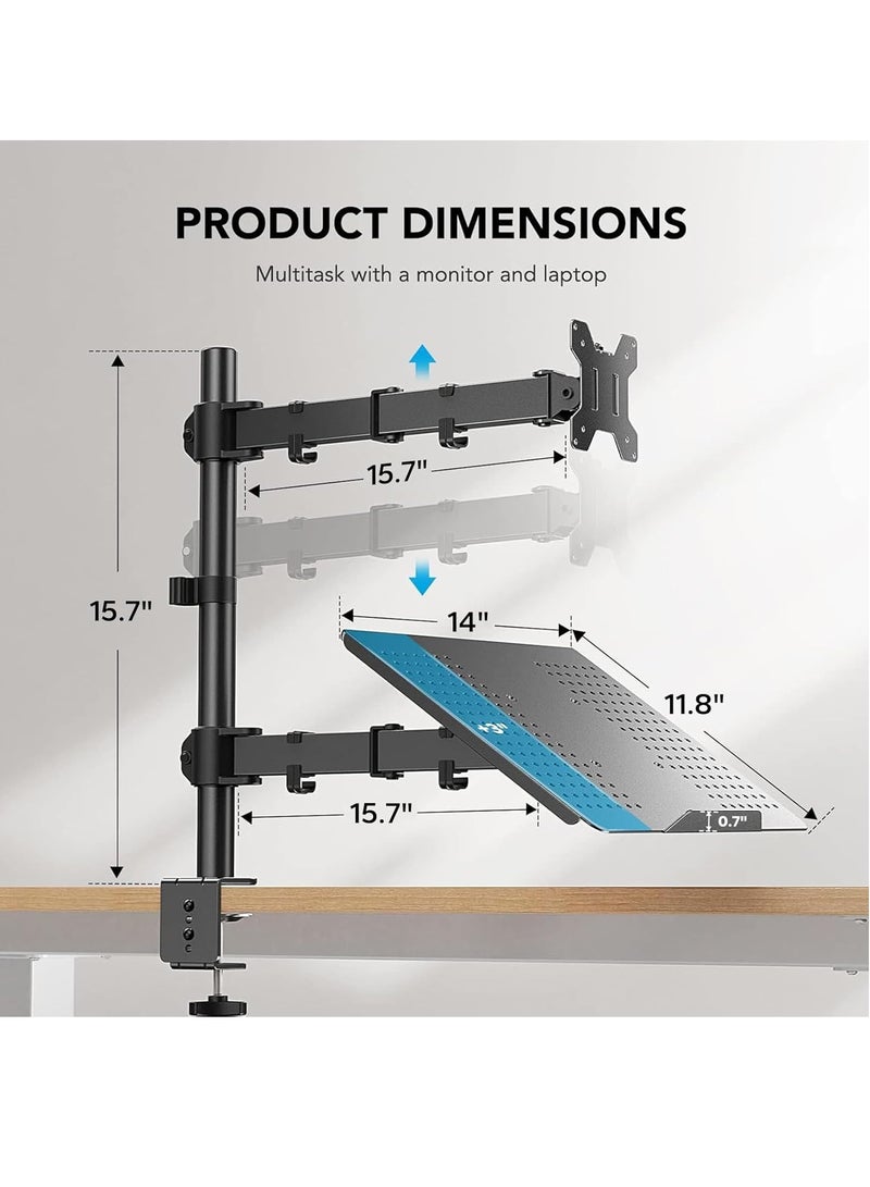 Dual Monitor Stand, Fully Adjustable 15" to 30" for Computer and Laptop Screens, Steel Monitor Stand with Grommet Option, Fits Laptops up to 17", Max 22lbs Each - Image 4