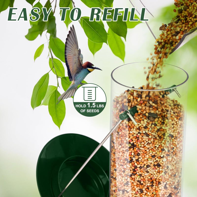 FEED GARDEN Metal Bird Feeder - 6 Port Tube Feeder for Outdoors, Heavy Duty Squirrel Proof with Metal Lid, Easy Fill & Clean, Weather Resistant, 13 Inch - Image 4