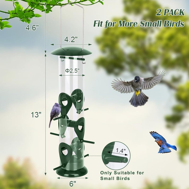 FEED GARDEN Metal Bird Feeder - 6 Port Tube Feeder for Outdoors, Heavy Duty Squirrel Proof with Metal Lid, Easy Fill & Clean, Weather Resistant, 13 Inch - Image 2