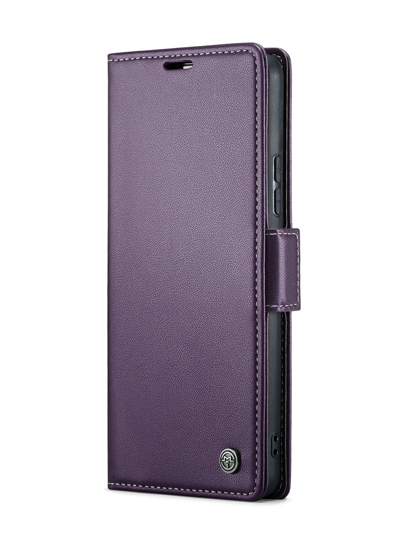 CaseMe Flip Wallet Case For Samsung Galaxy A53 5G RFID Blocking PU Leather Wallet Flip Folio Case with Card Holder Kickstand Shockproof Phone Cover - Purple - Image 2