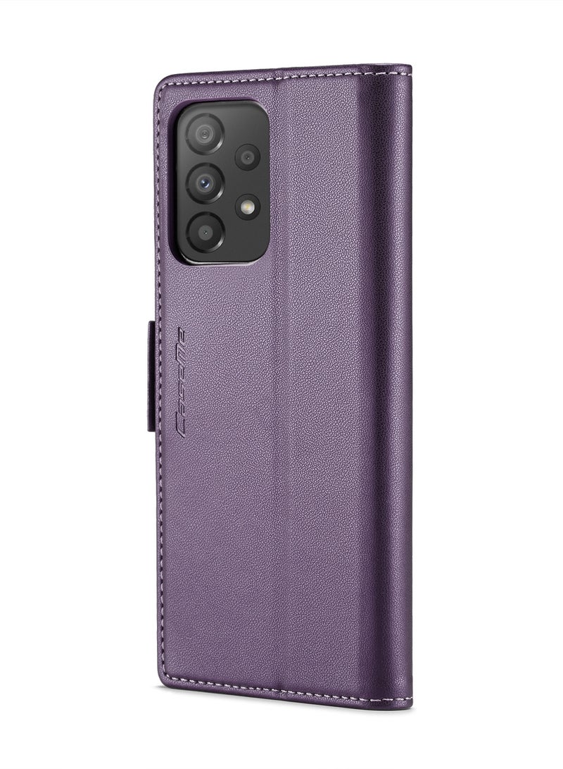 CaseMe Flip Wallet Case For Samsung Galaxy A53 5G RFID Blocking PU Leather Wallet Flip Folio Case with Card Holder Kickstand Shockproof Phone Cover - Purple - Image 3