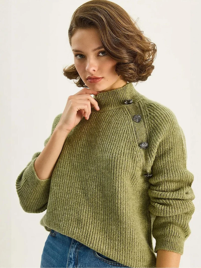 Bianco Lucci LUCCI Knit Half Turtleneck Sweater