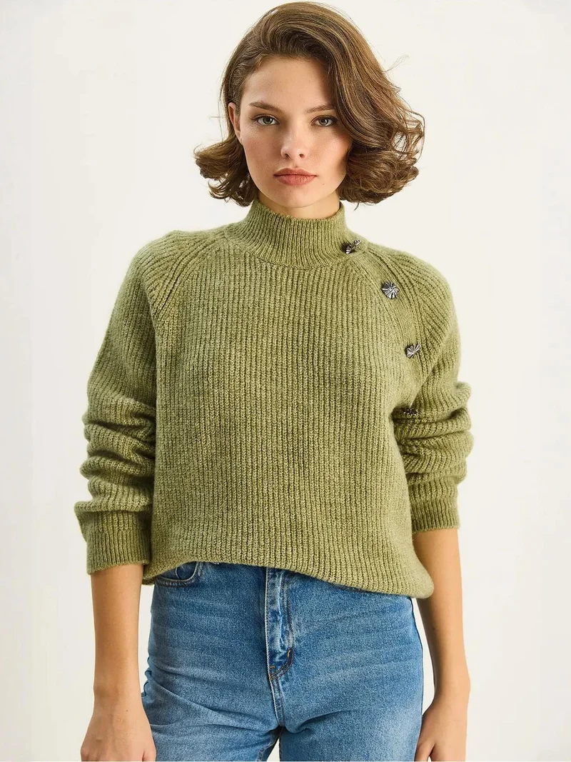 Bianco Lucci LUCCI Knit Half Turtleneck Sweater
