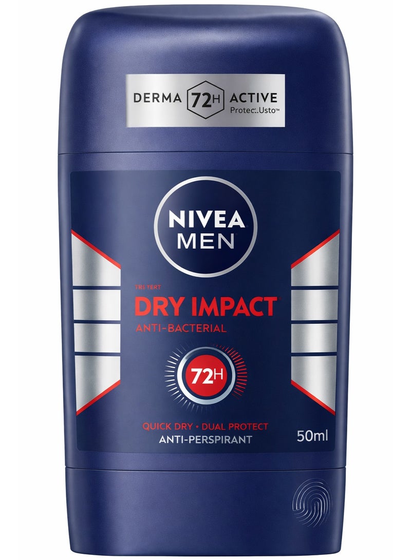 NIVEA MEN Antiperspirant Stick for Men, 72h Protection, DRY IMPACT 50ML - Image 1