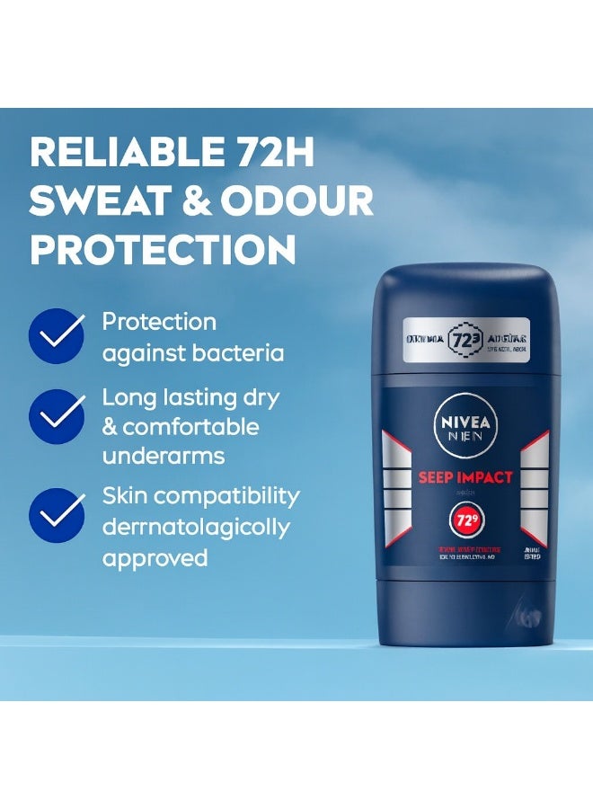 NIVEA MEN Antiperspirant Stick for Men, 72h Protection, DRY IMPACT 50ML - Image 2