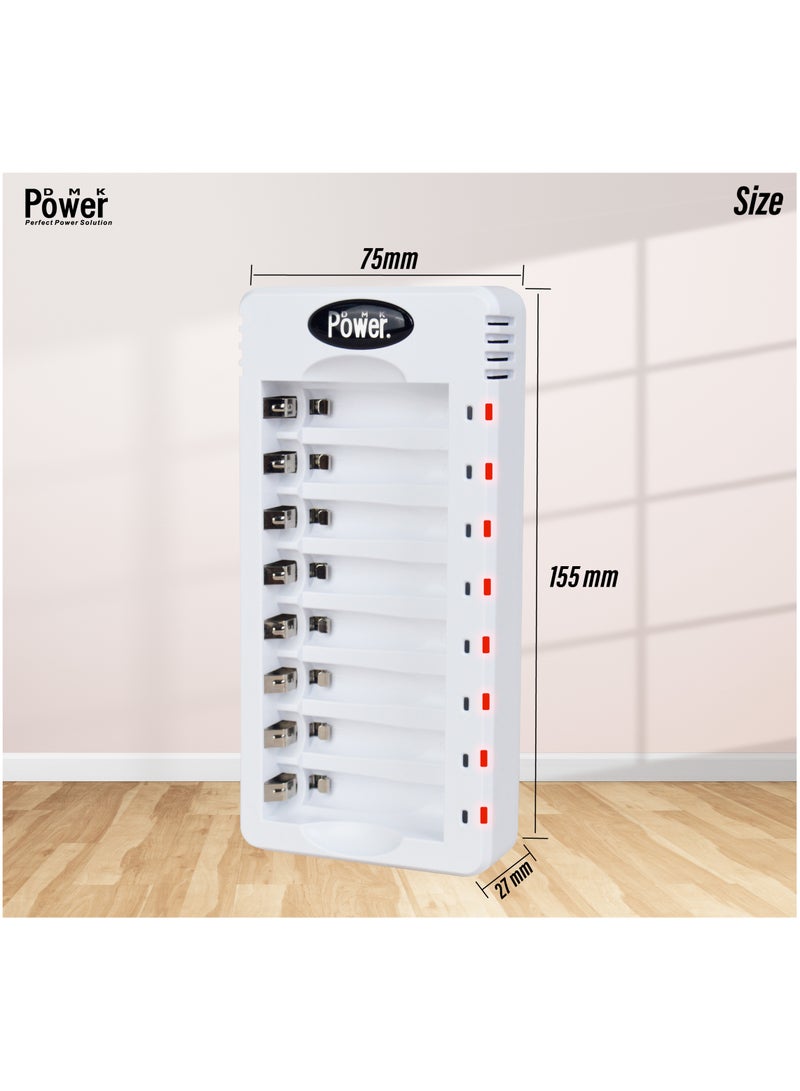 DMK Power DMK Power Rechargeable AAA Batteries, 4 Pack of 1100mAh Low Capacity Low Self Discharge Ni-MH AAA Batteries with Smart 8 Bay Battery Charger (USB Fast Charging, Independent Slot)- (TC-Q8+AAAx4pcs) - Image 4