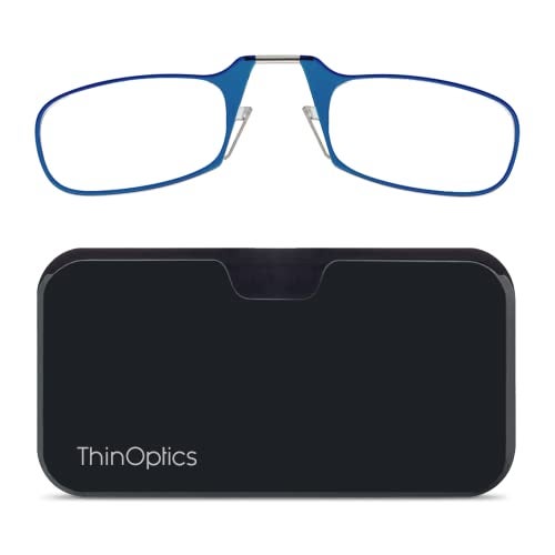 ThinOptics unisex-adult Reading Glasses + Black Universal Pod Case | Blue Frames, 1.00 Strength Readers Blue Frames / Black Case, 44 mm - Image 1