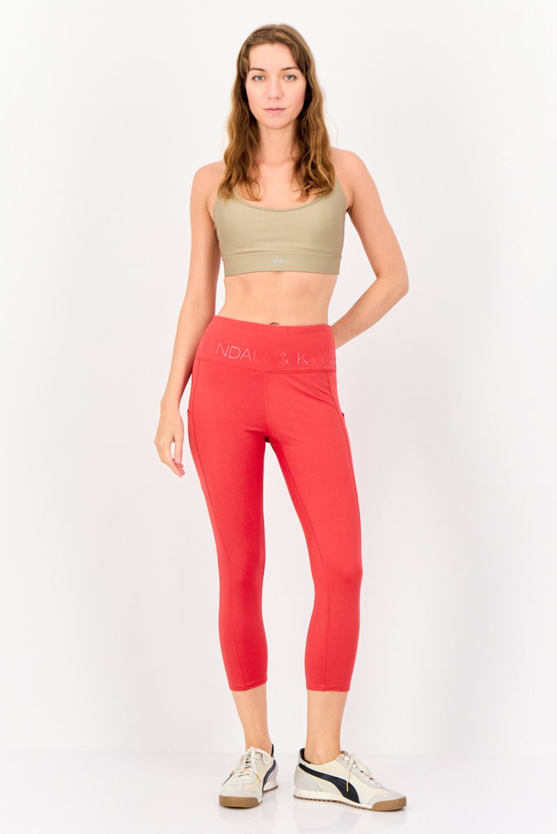 KENDALL + KYLIE Women Sportswear Fit Yoga Tights, Red - Image 4