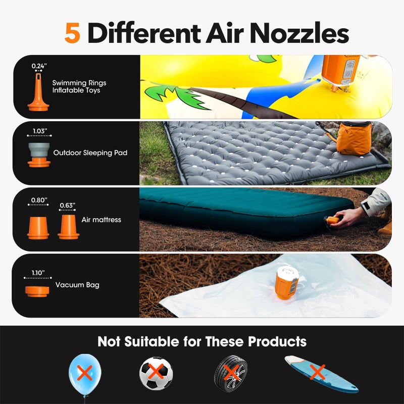 GIGA PUMP Portable Air Pump 4.2kPa Air Pump for Inflatables Rechargeable GIGA PUMP 4 with Camping Light Ultra Air Mattress Pump for Pool Floats, Swimming Rings, Camping Pad, Sleeping Pads - Image 4