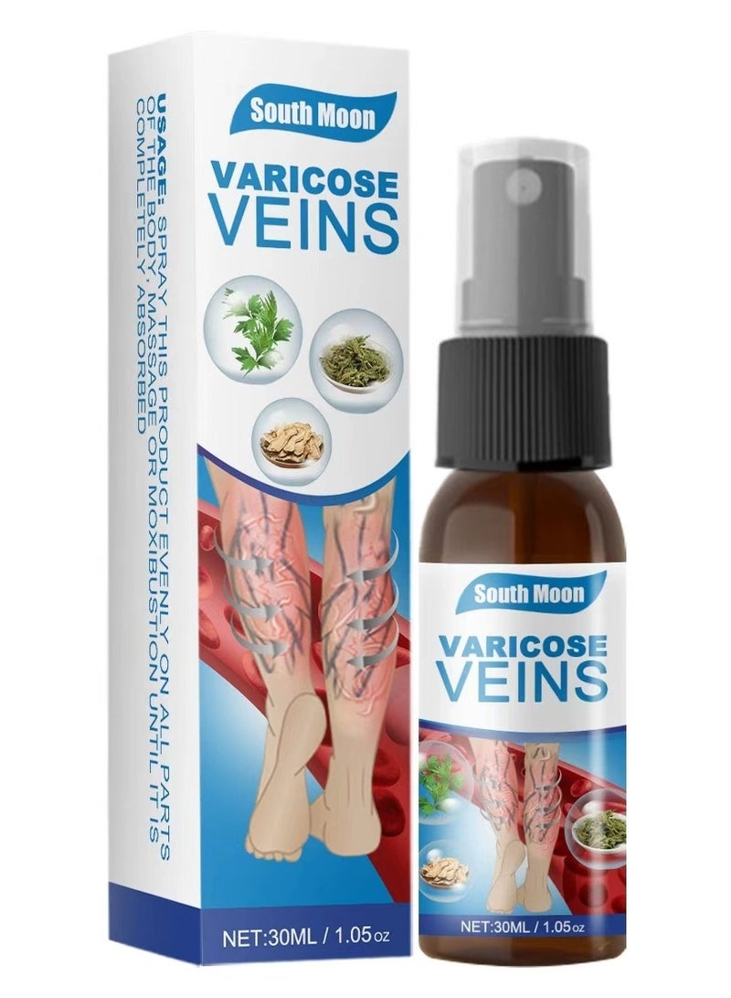 ساوث مون بخاخ تخفيف الأوردة المتعرجة من مكونات نباتية لتهدئة الأوردة البارزة في الساقين واستعادة نعومة البشرة - تركيبة عشبية سريعة الامتصاص لدعم الأوردة المرئي حجم 30 مل/1.05 أونصة - Image 1