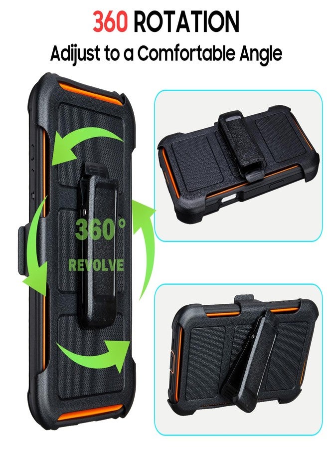 Saiboro for Defender Phone Case iPhone 16 Case with Belt Clip, for Shockproof iPhone 16 Case Rugged, 2 Layers of Sturdy for iPhone16 Cases Heavy Duty, Military-Grade Cover for iPhone 16Case Black & Orange - Image 4