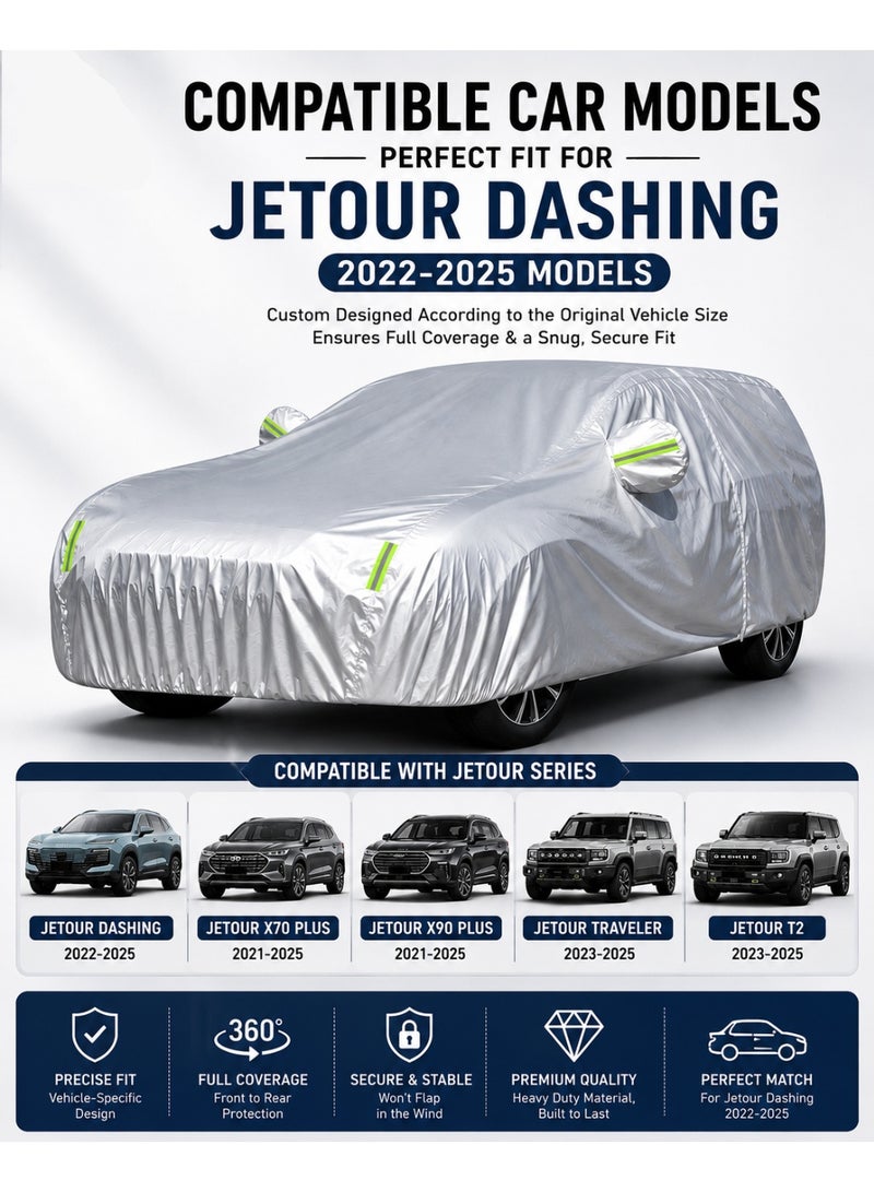 Eworld Jetour Dashing Car Cover 2022–2025 – Waterproof 210D Oxford Cloth Full Car Cover | UV Protection | Windproof | Dustproof | Zipper Door | SUV All-Weather Cover - Image 5