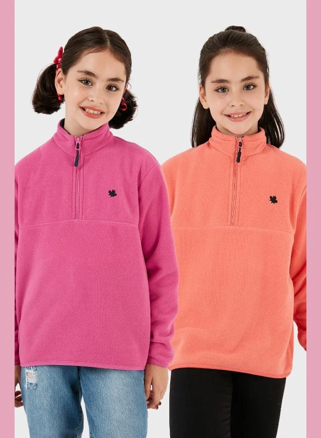 ليلا ليلا سترة قطبية للأطفال بسحاب وياقة واقفة - عبوة من قطعتين