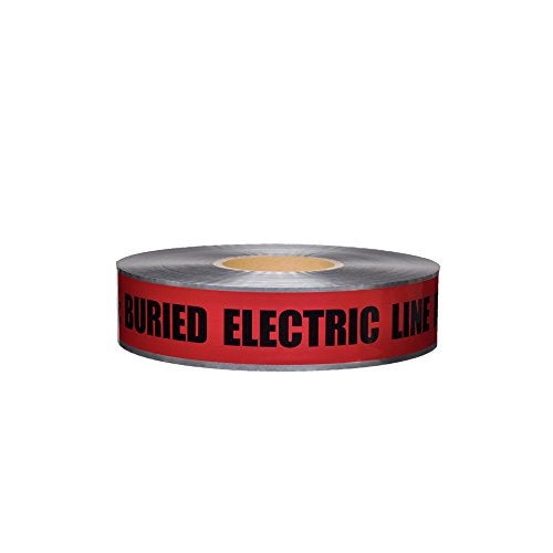 Swanson Tool Co. , Inc Swanson Tool Co DETR21005 2 inch by 1000 Foot 5 MIL Detectable Safety Tape "Caution Buried Electric Line Below" Red with Black Print - Image 1