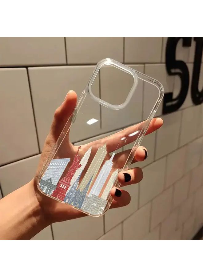 New York Preppy Transparent Phone Case For iPhone 14 Plus Hard Back Soft Bumper - Image 5