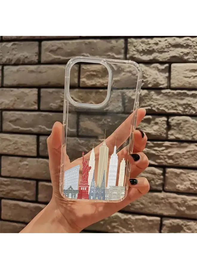 New York Preppy Transparent Phone Case For iPhone 14 Plus Hard Back Soft Bumper - Image 2