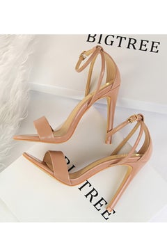 BIGTREE 11cm Fashion Slim High Heel Hollowed Out Color Line With Open Toe Hollowed Out Sandals For Women Pink  - Image 2