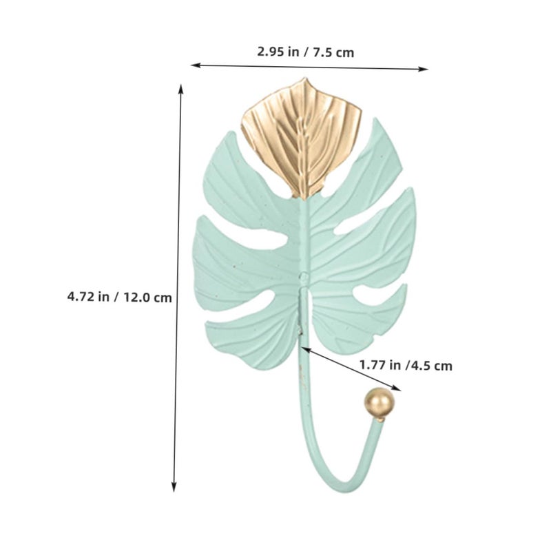 Green Metal Monstera Leaf Wall Hooks No Drill Key Hangers Towel Holders Home Organization - Image 3