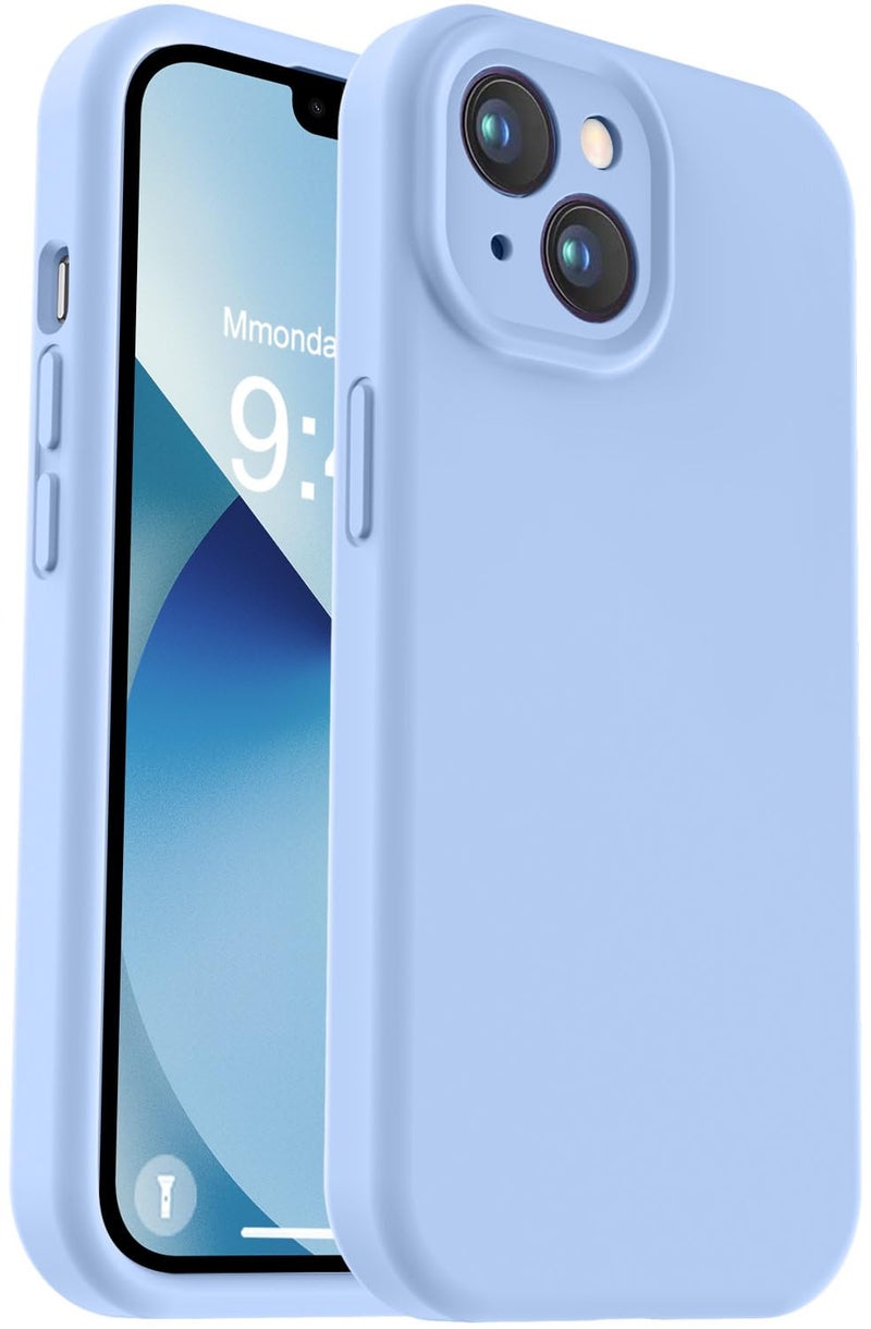 Vooii Compatible with iPhone 13 Case, Liquid Silicone Upgrade [Camera Protection] [Soft Anti-Scratch Microfiber Lining] Shockproof Phone Case for iPhone 13 6.1 inch - Light Blue - Image 1