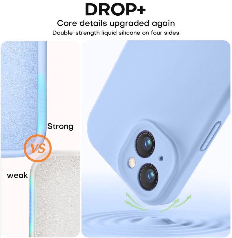 Vooii Compatible with iPhone 13 Case, Liquid Silicone Upgrade [Camera Protection] [Soft Anti-Scratch Microfiber Lining] Shockproof Phone Case for iPhone 13 6.1 inch - Light Blue - Image 4