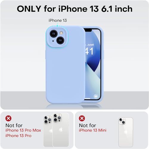Vooii Compatible with iPhone 13 Case, Liquid Silicone Upgrade [Camera Protection] [Soft Anti-Scratch Microfiber Lining] Shockproof Phone Case for iPhone 13 6.1 inch - Light Blue - Image 5