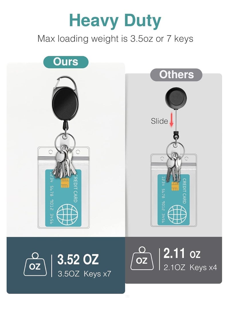 ID Badge Holder with Clip Retractable Heavy Duty with Waterproof Vertical Lanyard and Carabiner Badge Reel with Key Ring for Card Holder Keychain 30 Pcs - Image 4