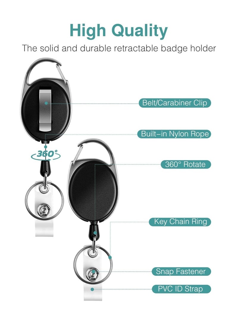 ID Badge Holder with Clip Retractable Heavy Duty with Waterproof Vertical Lanyard and Carabiner Badge Reel with Key Ring for Card Holder Keychain 30 Pcs - Image 2