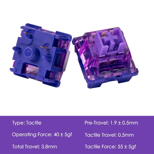 Akko V3 Lavender Purple Pro Keyboard Switch with Dustproof Stem for Mechanical Gaming Keyboard, 5-Pin Tactile Switches Pre-Lubed Switch (45pcs) - Image 2
