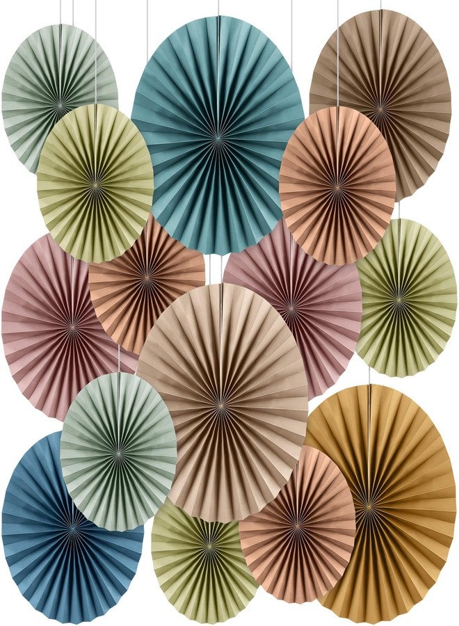 Weekgrat 18 Pcs Boho Hanging Paper Fans Decor Back to School Paper Fans Round Garlands Bulletin Board Classroom Decorations for Party Supplies Classroom Decor - Image 1