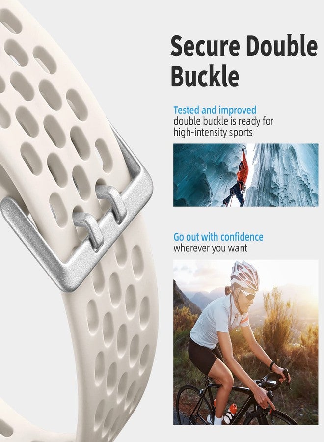 أساور بديلة متوافقة مع Fitbit Charge 5/Charge 6 للرجال والنساء، أساور رياضية ناعمة، قابلة للتهوية، مقاومة للماء، قابلة للتعديل، لساعة Fitbit Charge 5/Charge 6 المتطورة لتتبع اللياقة البدنية، لون أبيض قمري - Image 3