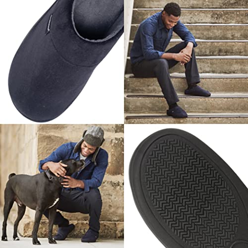 Isotoner Men's Classic Microterry Slippers - Cooling Gel-Infused Memory Foam, Indoor/Outdoor Soles, Machine Washable, Fuax Microsuede Black, 8-9 - Image 5