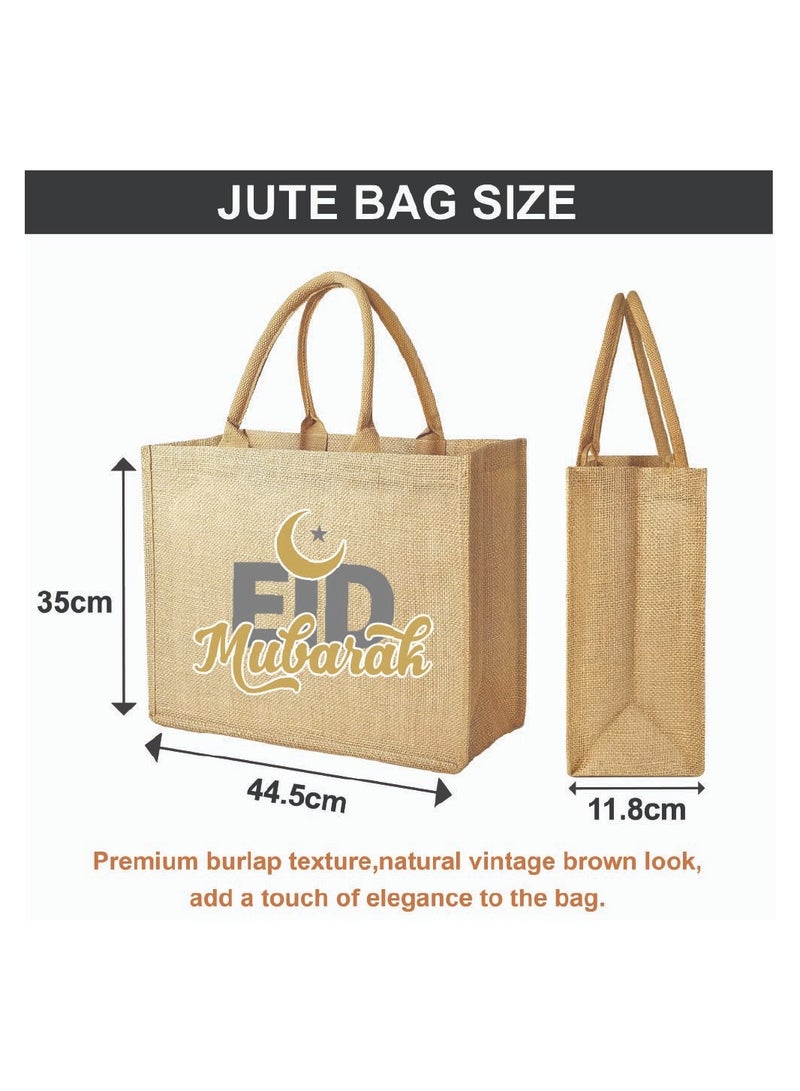 PRINTSHOP4ME Eid Mubarak Jute Tote Bags - Eco-Friendly Jute Grocery and Shopping Bags - Perfect for Shopping and Groceries Tote Bags - Gift for Eid - Eid Jute Bags  - Image 2