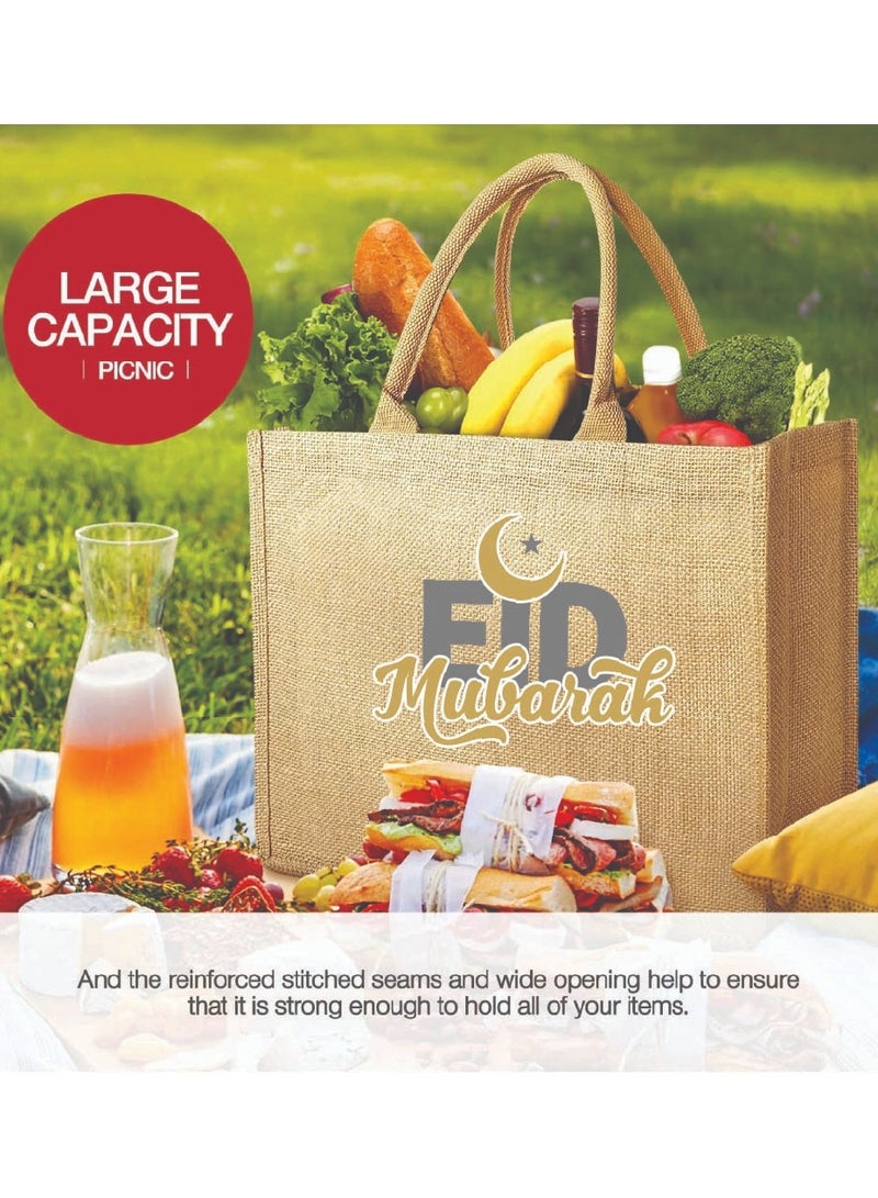 PRINTSHOP4ME Eid Mubarak Jute Tote Bags - Eco-Friendly Jute Grocery and Shopping Bags - Perfect for Shopping and Groceries Tote Bags - Gift for Eid - Eid Jute Bags  - Image 4