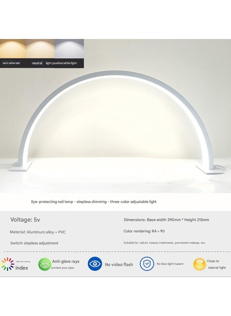 Bukela Half Moon Nail Desk Lamp,Lash Light Led Nail Tech Lamp for Desk,Half Moon Light,Estheticians Table Lamp for Lash Eyelash Extension White,21.5*39cm - Image 5